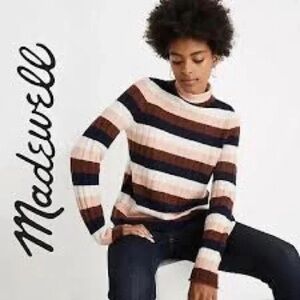 ❄️ Madewell | Striped Evercrest Mock Neck Sweater Size Small